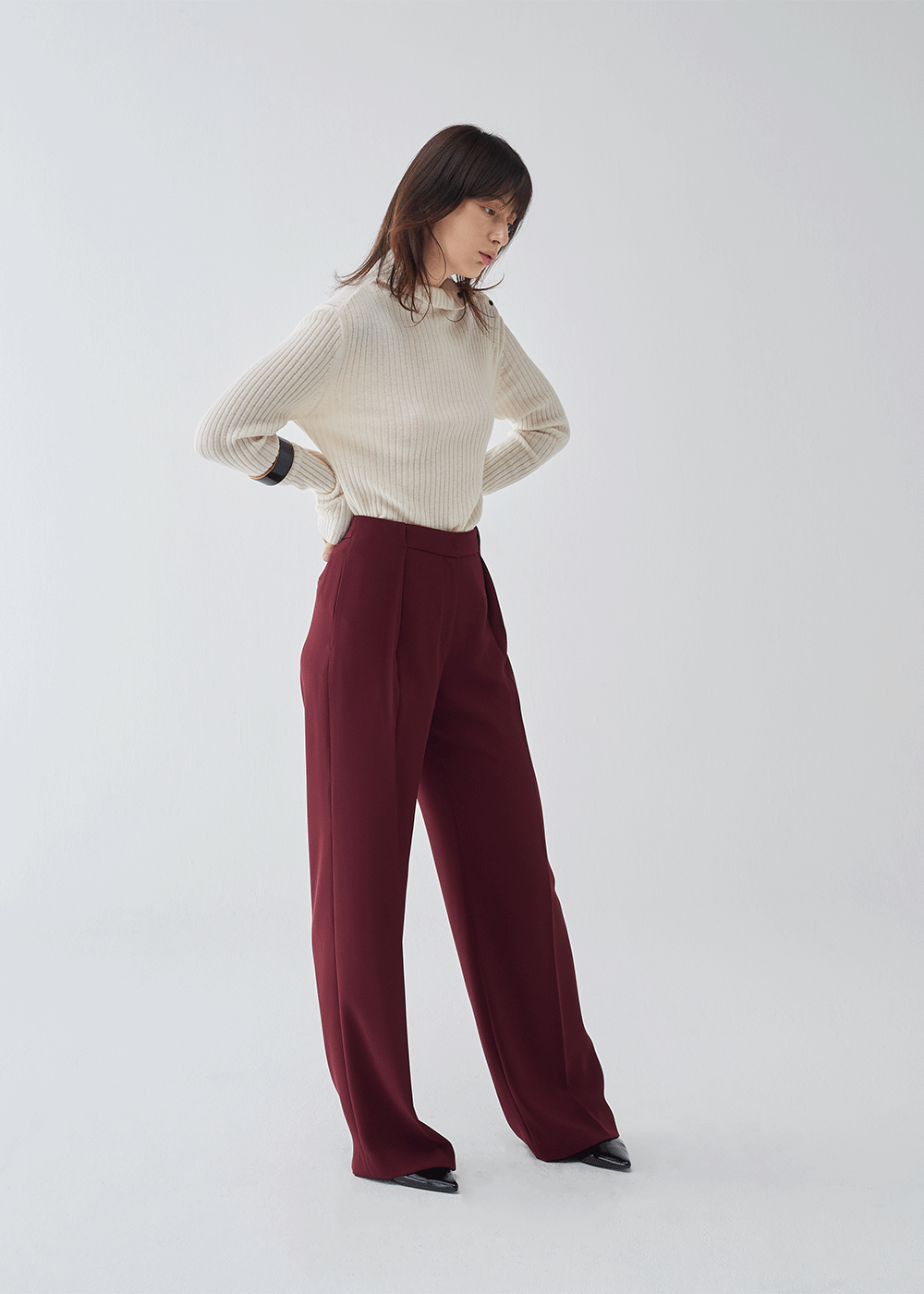 Pinched pleat Wide Pants